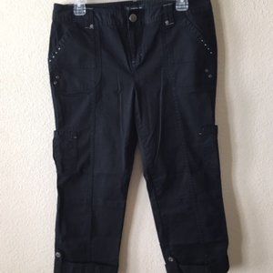 INC International Concepts Black Rhinestone pocket Capri Size 8  Like New